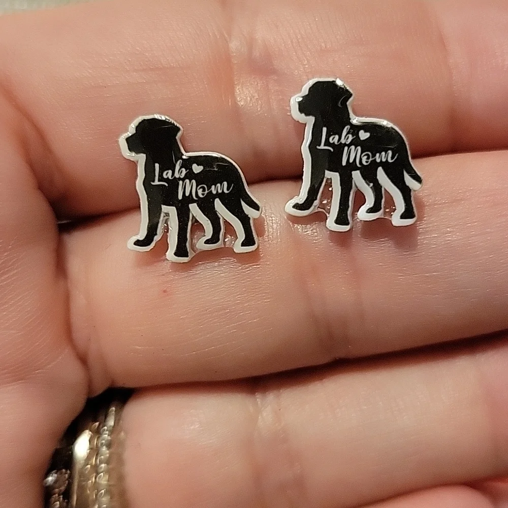Black Lab Mom Stud Earrings